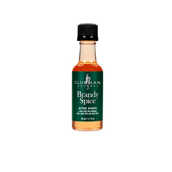 A 1.7-ounce travel-sized bottle of Clubman Reserve Brandy Spice After Shave Lotion